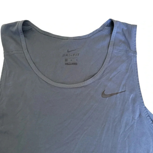 Nike Dri-Fit Grey Muscle Tank Top size L Sport Athletic Women’s - Picture 3 of 9